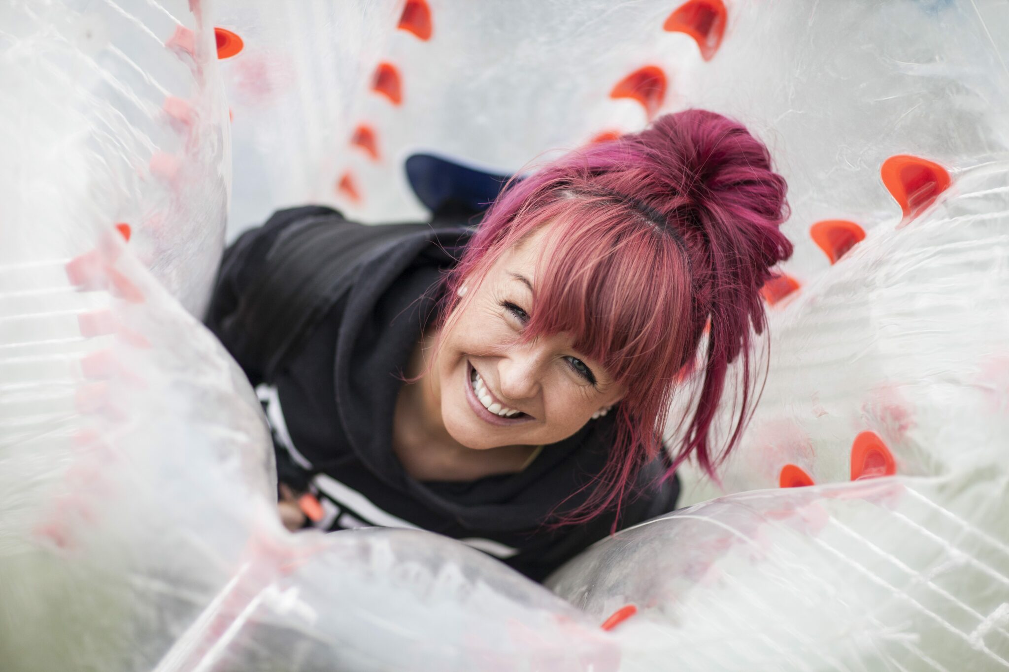 Bubble Football Event - Woman Laughing